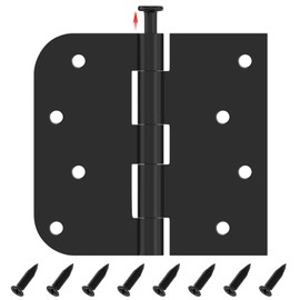 3 Pack Door Hinges, Black Door Hinges 4in x 4in Interior and Exterior Door Hinges, Removable Pin, Heavy-Duty Hinges for Residential Doors with Square & Round Corners