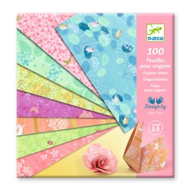 Djeco Origami Paper - 100 Sheets Forest Based Paper Square Pastel Origami