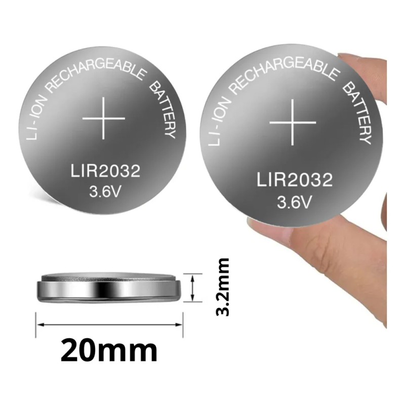 2 Pilas Cr2032 (equivalente A Lir2032) Recargables 3.6v
