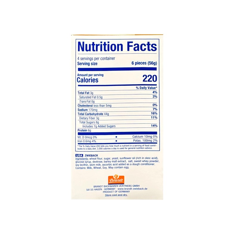 Brandt Zwieback Rusk | Sweetened Crispy Bread | Perfect for