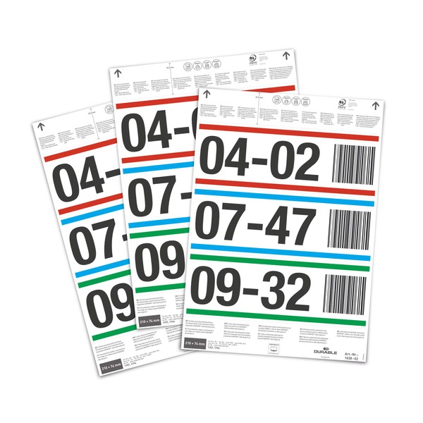 Durable Insert Labels 210 x 74 mm for Ticket Holders, 60 Labels on A4 Sheets, White, 102802