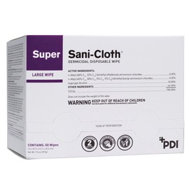 Germicidal Disposable Cloth Wipes, Large Wipes, 5"x8", 50 Individually Wrapped
