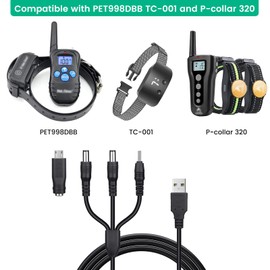 Shock Collar Charger Replacement for Petrainer PET998DBB, NBJU TC-001 and PATPET P-Collar 320 Training Collar,4 in 1 USB Charging Cable, Micro USB Adapter