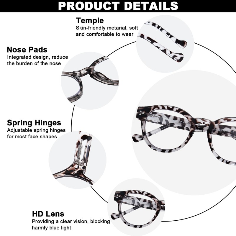 ZESAKER Reading Glasses for Women Men, Retro Round Frame Blue