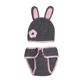Grey Rabbit, Newborn Baby Girl/Boy Crochet Knit Costume Photo Photography Prop Hats Outfits