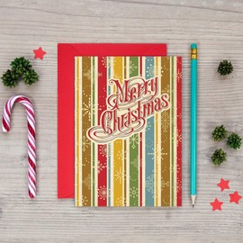 6 Pack Retro Vintage Christmas Cards ~ Merry Christmas Cards with Envelopes