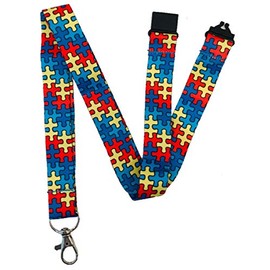 Childrens Size - 20mm Autism Awareness Jigsaw Puzzle Lanyard & Safety Breakaway - Designed SPECIFICALLY for Children