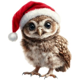 Baby Owl with Santa Hat Birch Ornament – Cute Woodland Animal Design – Christmas Tree Decoration – Holiday Decor – Made in The USA