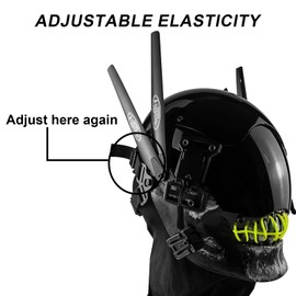 Marikito Cyberpunk Mask, Skeleton LED Mask, Three Light Modes, Ideal for Cosplay, Parties and Festivals (Green)