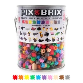 Cefa Toys -Pix Brix Pixel Art Metal Tin 1500 Count Medium Series Horizontal Constructions Vertical Diagonal CREA Mosaic 2D 3D Figures Compatible with Other Brands