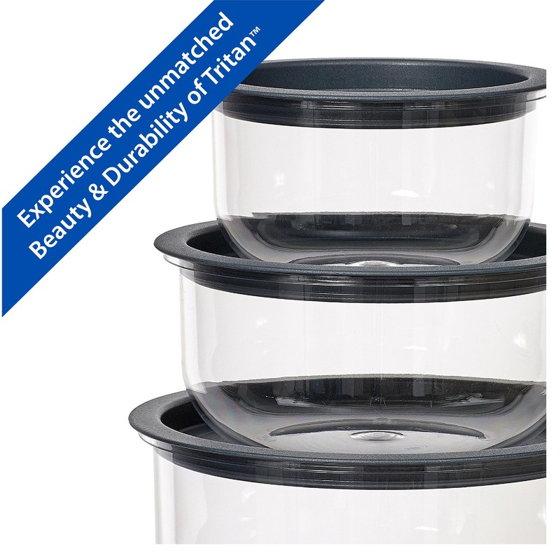 Buddeez Tritan Bowls with Press-To-Seal Lids, Food Prep Bowls, Mixing