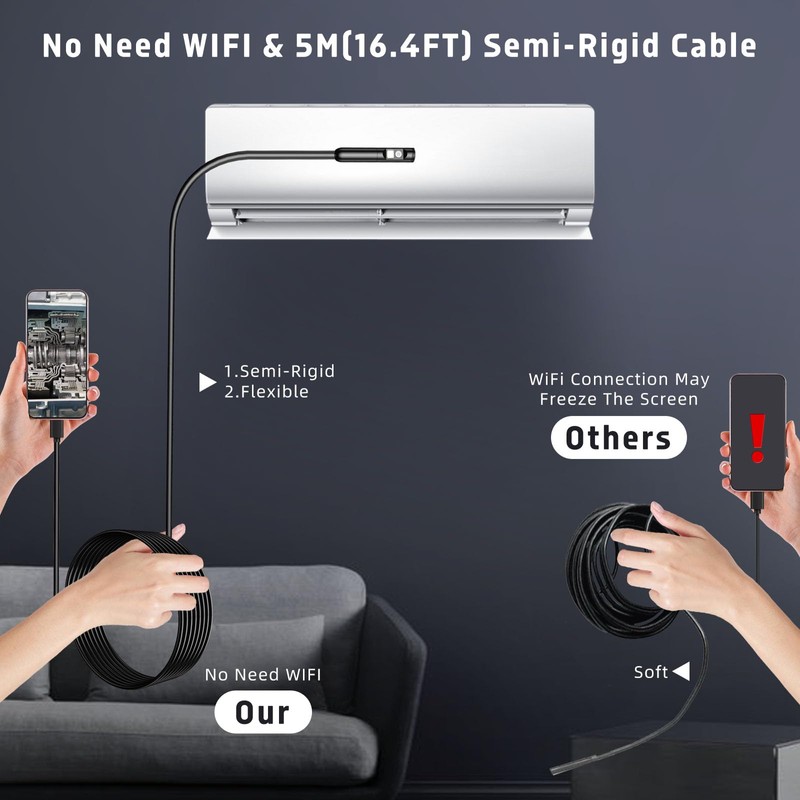 Vexloria Dual Lens Endoscope Inspection Camera, 1920p HD Inspection Camera,