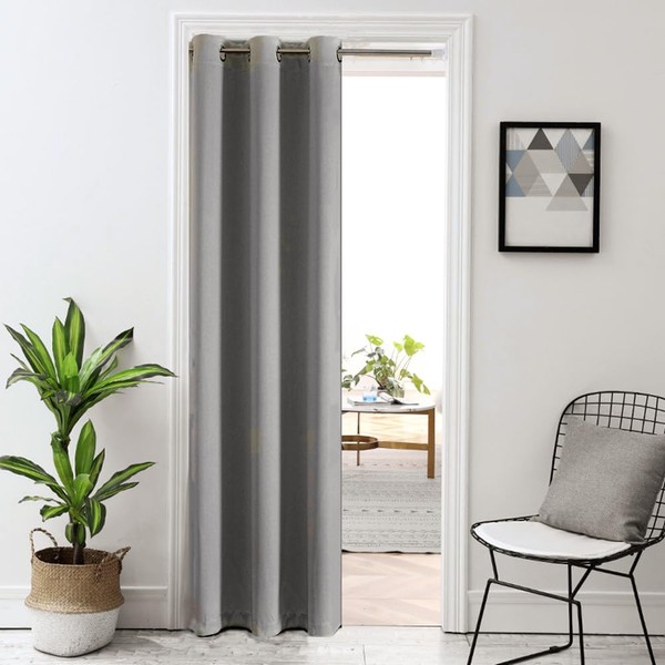 Grey Doorway Curtain Solid Blackout Curtains 78 Inch Thermal Insulated Door Curtain for Doorway Privacy Closet Curtains Room Divider Grommet Drape for Bay Window 1 Panel W39 x L78 Inch