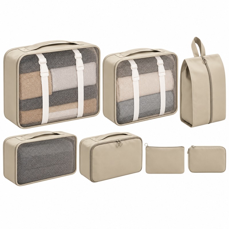 7-Piece Travel Packing Cubes Set – Foldable Luggage Organizer Bags