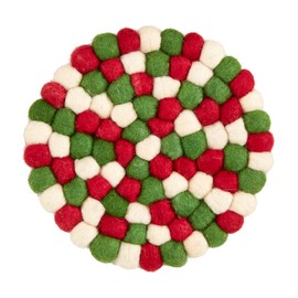 Mud Pie Christmas Pom Trivet, 8" dia