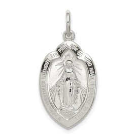 Auriga Fine Jewelry 925 Sterling Silver Miraculous Medal Pendant (L- 30 mm, W- 15 mm)