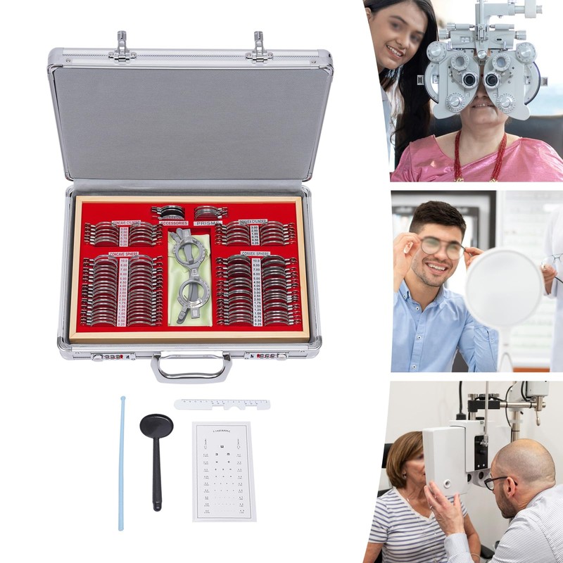 104 Optical Trial Lens Set, Metal Rim Aluminum Optometry Kit