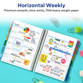 Avery + Amy Tangerine Designer Collection Planner, Undated 12-Month Planner with Stickers, 8.25" x 9.75", Rainbow Paint Design (29880)