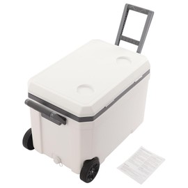 Ultra-Light Hard Cooler, 11.9 Gal Insulated Portable Cooler, Ice Retention Cooler with Handle and Wheels for Camping, Travel, Outdoor, Picnicking. (White, Gray)