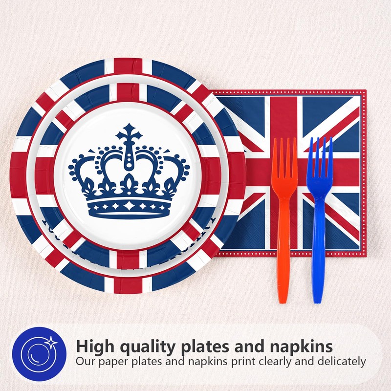 96Pcs Britain UK England Flag Party Decorations, Serves 24