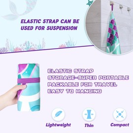 WERNNSAI Mermaid Kids Beach Towel for Girls, 76 X 150 cm Double-sided Towels for Kids, kids Beach Pool Bath Bathroom Swim Towel, Quick Dry Ultra Absorbent Super Soft Beach Blanket Towel