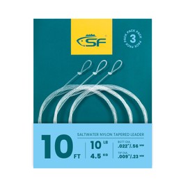 SF 10FT 10lb Pre-Tied Loop Saltwater Tapered Leader Fly Fishing Low Visibility High Strength Clear Nylon for Saltwater Bonefish Permit