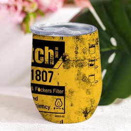 ATHAND Yellow 1R 1807 Oil Wine Tumbler,Advanced High Efficiency Caterpillar Coffee Tumbler-12 Oz Stainless Steel Insulated Tumbler, Gifts for Friend,Women,1 Pcs