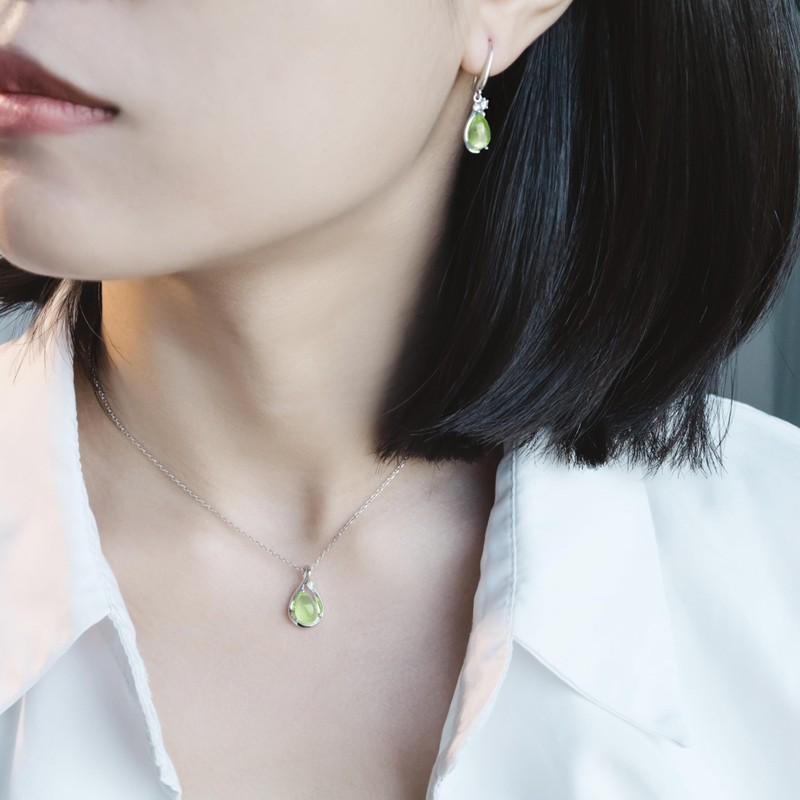 FH.bird Moonstone Necklace, Women's Earrings Set, Popular, Love Stone, 925