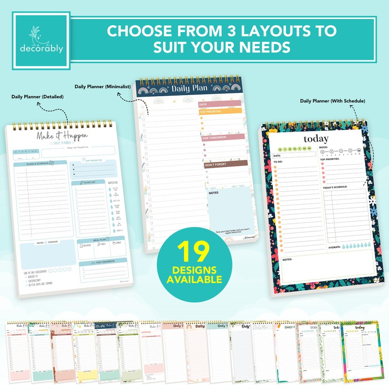 Decorably 52 Sheets Blue Undated Make It Happen Notepad -