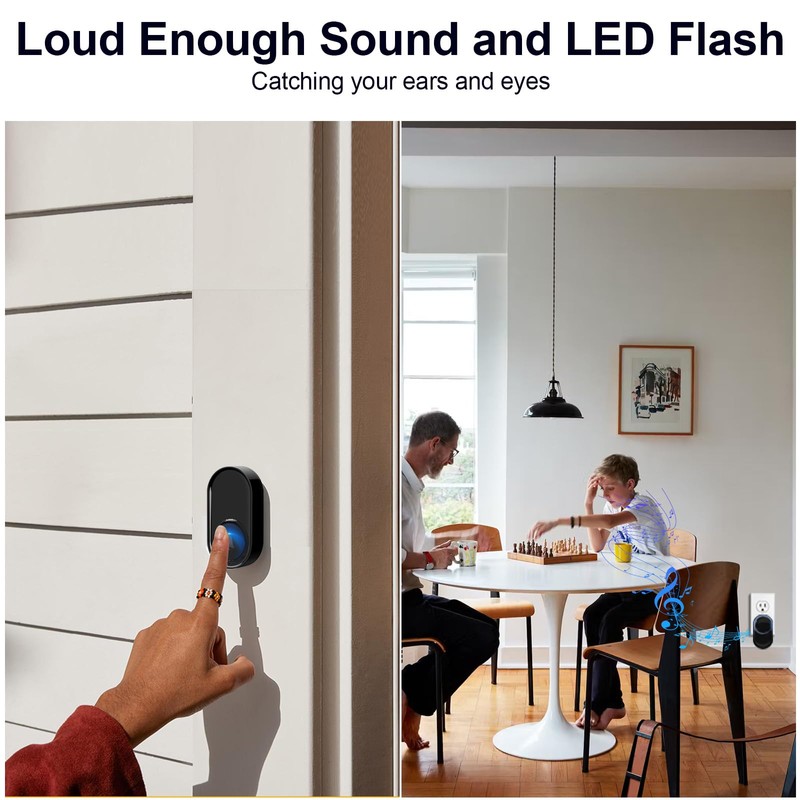 Wireless Doorbell - PHYSEN Waterproof Doorbell Chime Kits 2 receivers