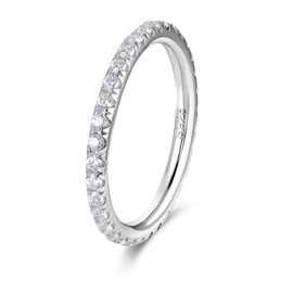 Moissanite Eternity Rings for Women 925 Sterling Silver Stackable Simple Engagement Ring Size 5.5