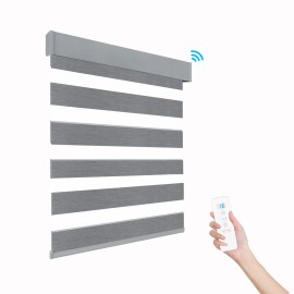 Premium Smart Motorized Zebra Blinds - Electric Blackout Window Shades with Remote Control, Custom Sizes for Home & Officecolor: 95% Blackout-Grey, size: 30"W x 72"L., capacity: 1 KG