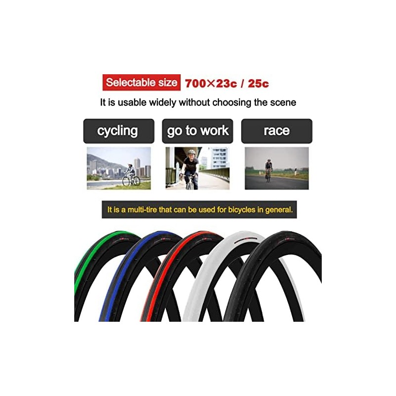 GORIX Road Bike Slick Tire 700×23C or 700×25C Cycling Bicycle