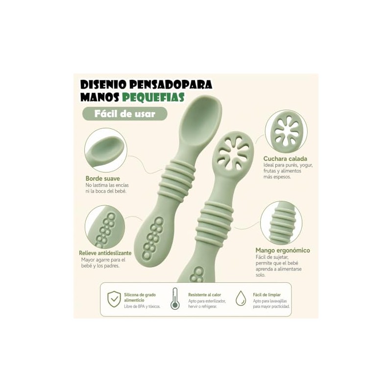 10PCS Juego Cucharas Masticables de Silicona,cucharas masticables de silicona arcoíris,con