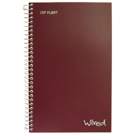 Top Flight Wired 3-Subject Notebook, 120 Sheet