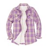 ThCreasa Sherpa Lined Flannel Women, Button Down Shacket Ladies Buffalo