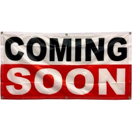 2x4 ft COMING SOON Banner Sign With Grommets Polyester Fabric wrb
