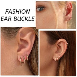 WOZNU Small Hoop Earrings 925 Silver for Women Girls 14K Gold-Plated Hoop Earrings Gold Earrings Set Hypoallergenic Cartilage Daith Helix Piercings Earrings for Multiple Piercings, Titanium