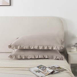 H HOUSEHOLD Queen Size Pillow Cases Set of 2 - Ruffled Chic Boho Pillowcase 2 Pack, Super Soft and Cozy Pillow Case Covers with Envelop Closure, 20x30 Inches