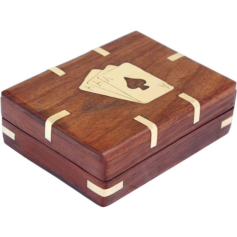 IBLAY Playing Card Deck Holder Case Storage Box Handcrafted Wooden