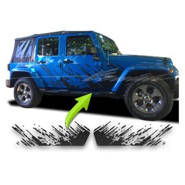 BENINI DESIGN STUDIO Mud Splash Splatter Raptor Side Stripes Graphics Decal Vinyl Kit Compatible with Jeep Wrangler JL 2 4 Door YJ TJ XJ ZJ WJ (Gloss Black)
