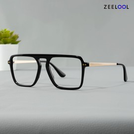 Zeelool Trendy Aviator Eyeglasses Frame with Non-prescription Clear Lens for Men ZJGX821109-01 Black