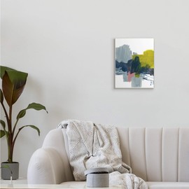 Stupell Industries Lively Abstract Brush Strokes Blue Grey Yellow, Designed by Bronwyn Baker Wall Plaque, 10 x 15