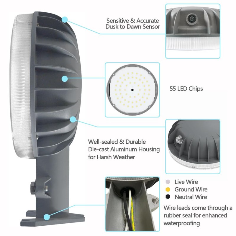 Owleye 6000LM Dusk to Dawn Outdoor Lighting LED Barn Light