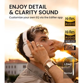 Edifier WH950NB Wireless Headphones - Active Noise Cancelling Headsets - Bluetooth 5.3 - Hi-Res Audio - 55H Playtime - Google Fast Pairing - Dual-Device Connection - Connect to App (Ivory)