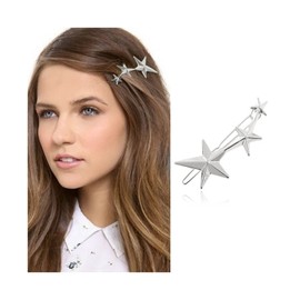 Cimenexe Bohemian Star Hair Clip Silver Star Hair Barrette Triple Star Hairpin Clips Minimalist Star Headwear Decorative Hair Accessories Jewelry for Women and Girls
