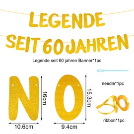 60th Birthday Decoration Funny Banner, Legend for 60 Years Birthday Garland, Decoration 60th Birthday Man Woman, Birthday Banner Gold for Women Men Party Supplies