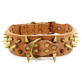 The Mighty Large Spiked Studded Dog Collar,Protect The Dog’s Neck from Bites. - Fit Medium & Large Dogs