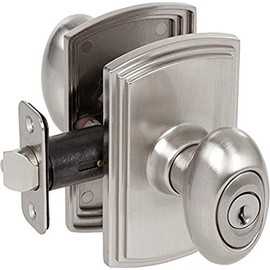 Delaney Callan Hardware Canova Entry Door Knob, Fits Doors 1-3/8 to 1-3/4 in. Thick, Satin Nickel Finish – Reversible, Easy to Install Left/Right-Handed Front Door & Garage Door Lock