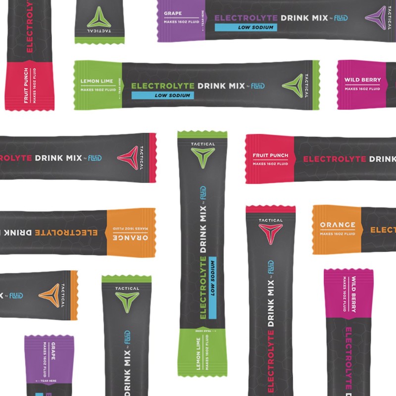 Fluid Tactical - Electrolyte Powder Packets, Accelerate Re-Hydration, Low Sugar,